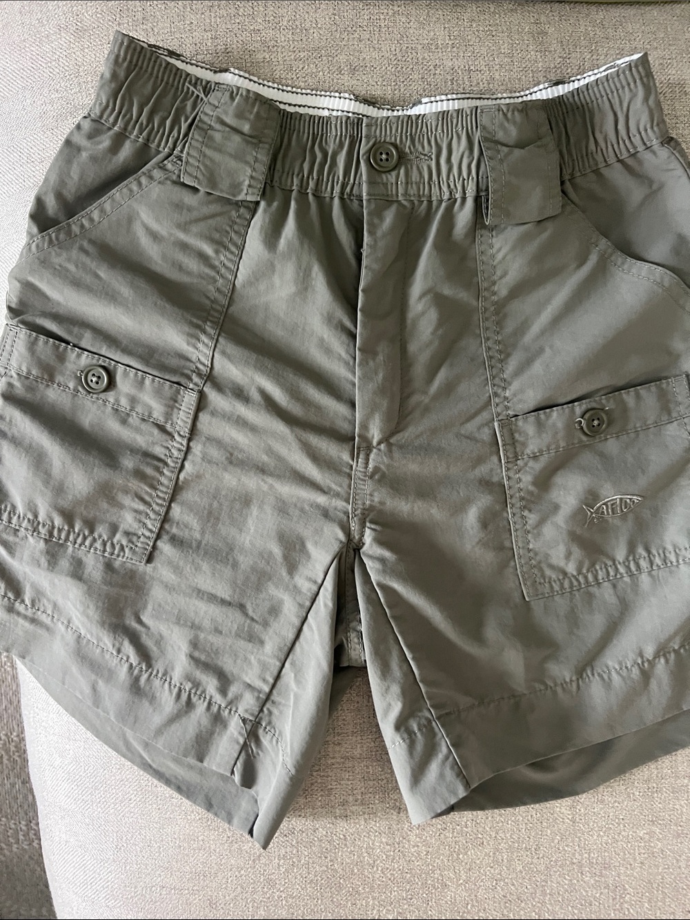 Boys Olive Green AFTCO shorts
